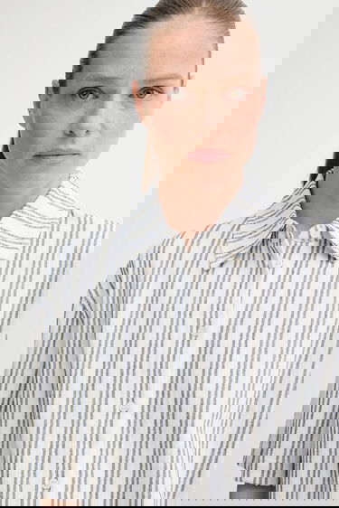 Skjorta Samsoe Samsoe Samsøe Samsøe Sakaaja Striped Linen Shirt and Shorts Set Blå | F25200036, 3