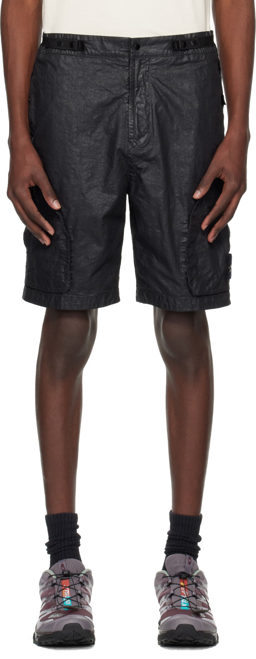Shorts Stone Island Stone Island Organic Look Nylon Panama-TC Shorts Svart | K1S15 L100010 S0069
