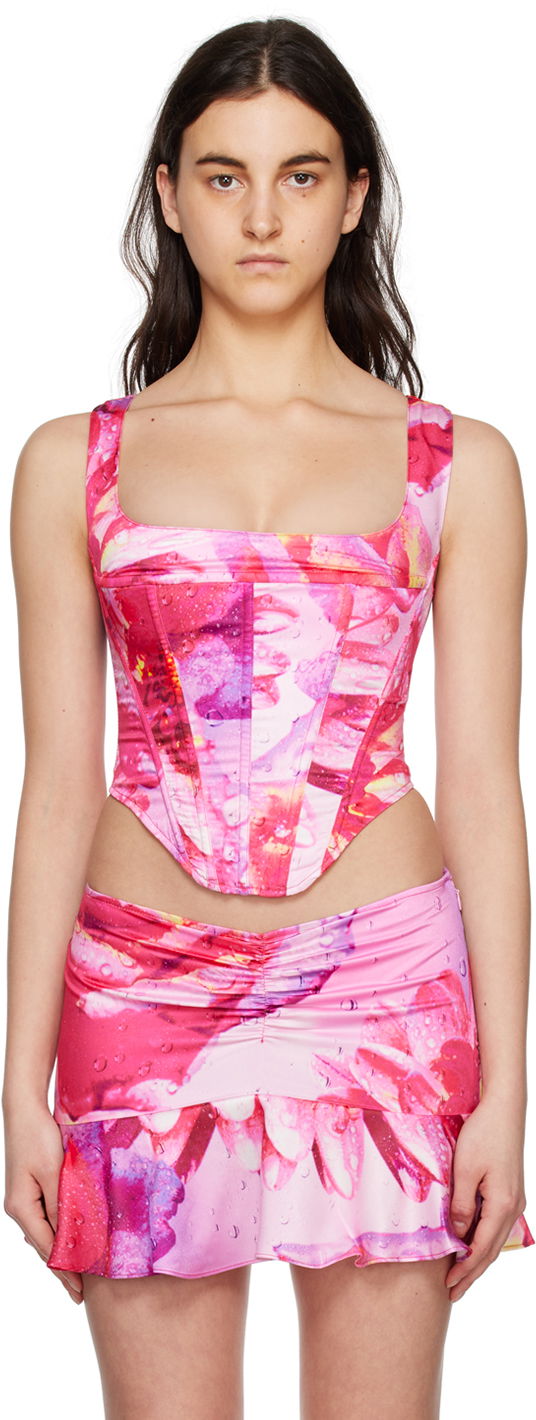 Kjol Miaou Miaou Campbell Floral Print Corset Top Rosa | 7020SS4DYR