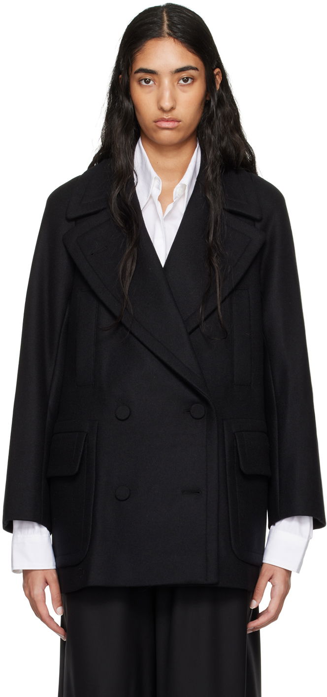Rockar Dries Van Noten Black Wool Coat Svart | 242-010206-9223