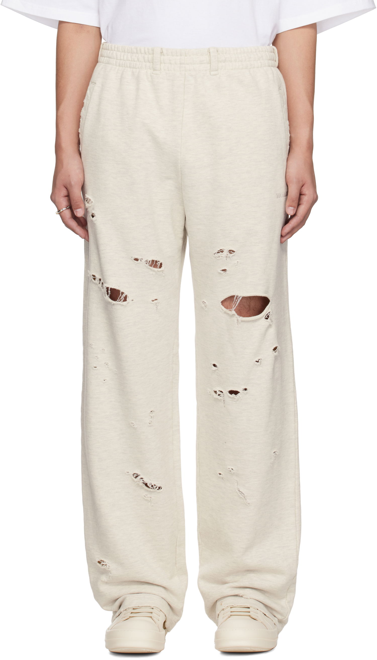 Träningsbyxor We11done We11done Destroyed Jersey Jogger Sweatpants Beige | WD-TA0-25-726-U-MG, 0