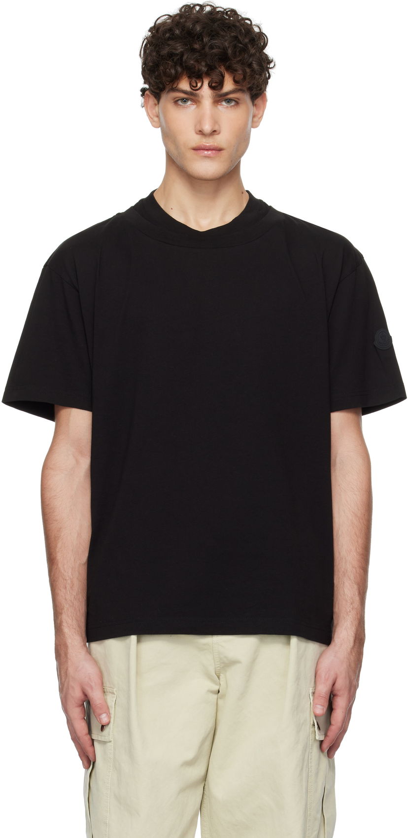 T-shirt Moncler Archivio Layered Black T-Shirt Svart | K10918C0000389A17