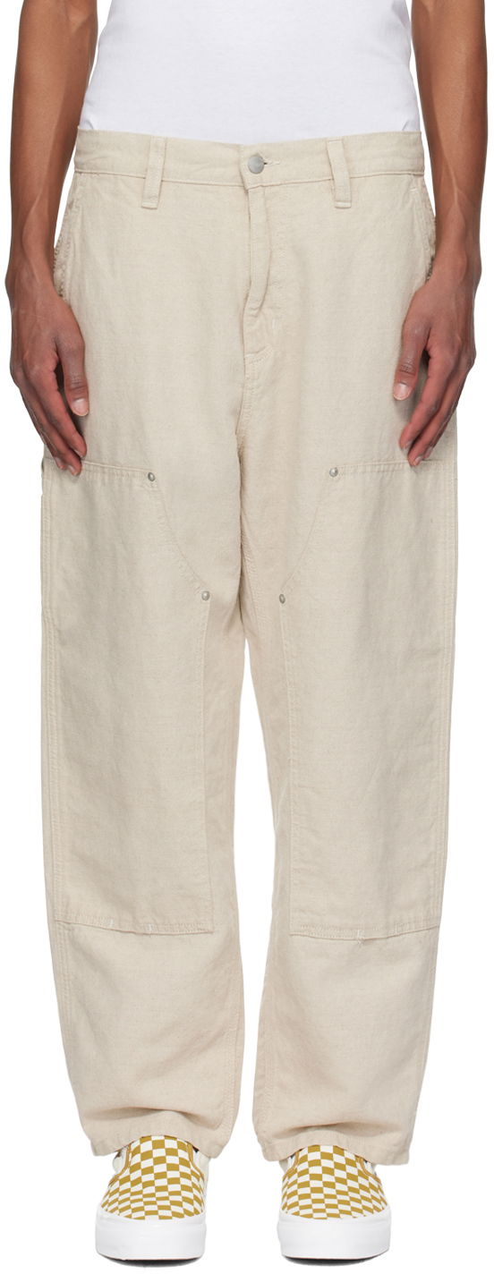 Cargo byxor Carhartt WIP Linen Double Knee Trousers Beige | I033580