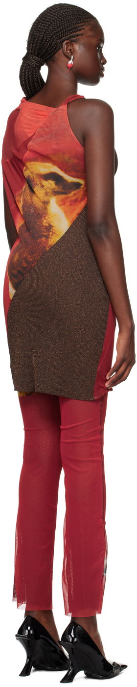 Klä Ottolinger Ottolinger Cat Print Mesh Mini Dress Röd | 102601, 2