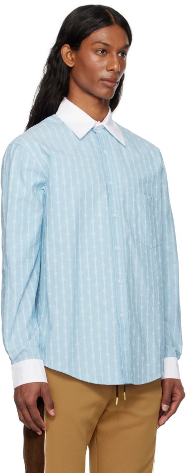 Skjorta Casablanca Casablanca Laurel Stripe Jacquard Shirt Blå | MS25-SH-175-01, 1