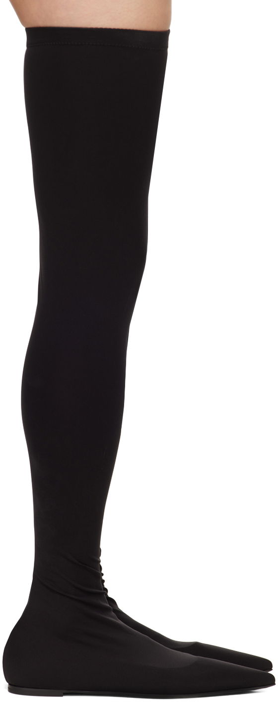 Sneakers och skor Dolce & Gabbana Stretch Jersey Thigh-High Flats Svart | CU1115 AV590