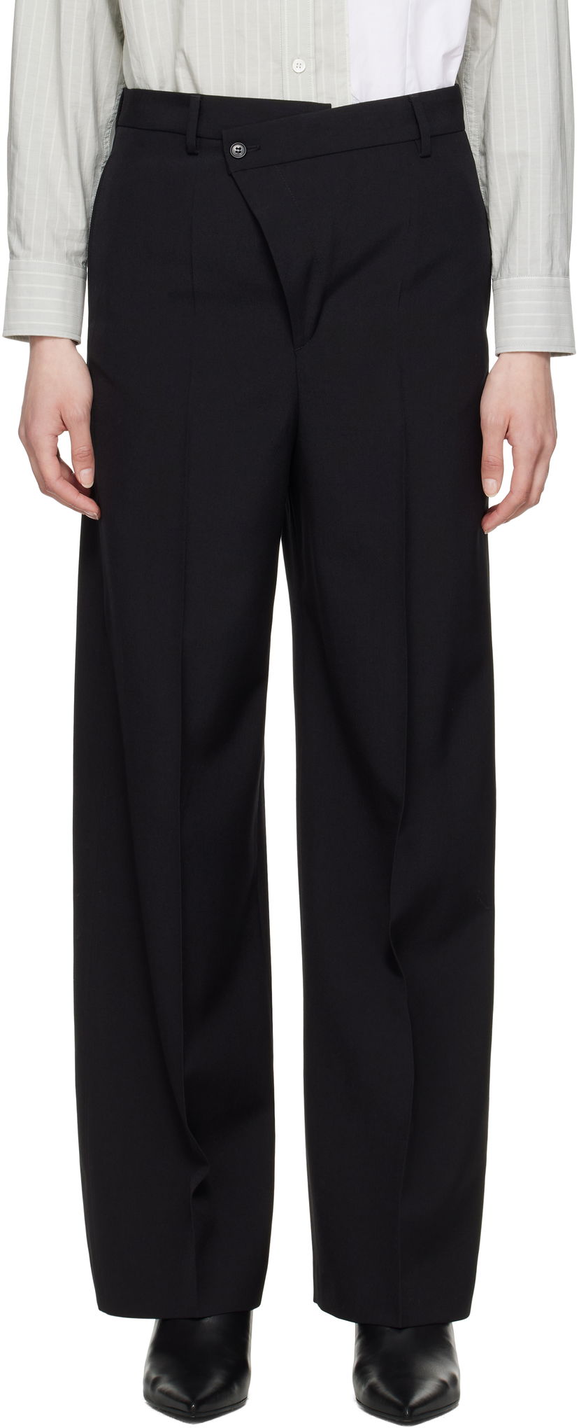 Byxor Maison Margiela MM6 Maison Margiela Light Wool Blend Wide Leg Trousers Svart | S62KB0222 M35436