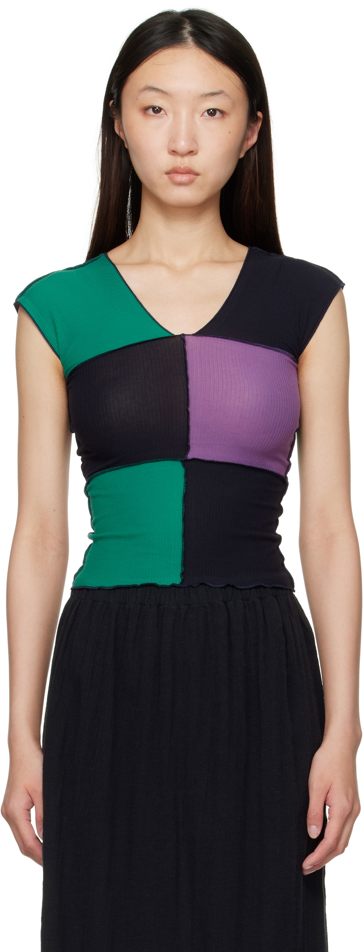 Linne Baserange Baserange Teak Patchwork Tank Top Flerfärgad | TTTT-CR-AU25, 0