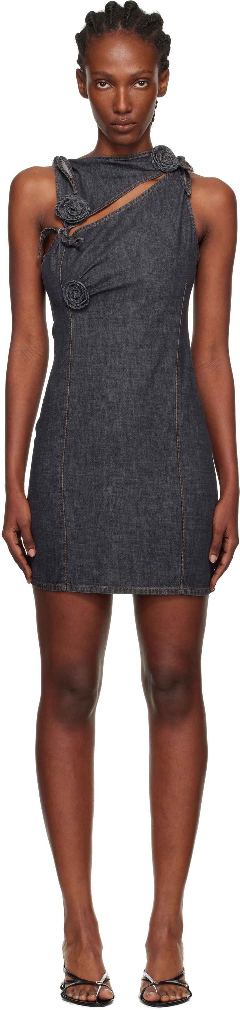 Klä Coperni Flower Denim Minidress Grå | COPR158F2046