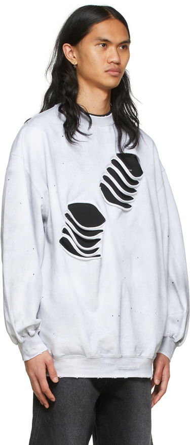 Sweatshirt We11done We11done Men's Distressed Graphic Sweatshirt Vit | WD-TS1-22-713-U-WH, 1