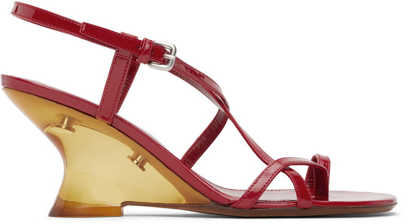 Skovård Dries Van Noten Dries Van Noten Patent Leather Heeled Sandals Röd | WS251-1644-189