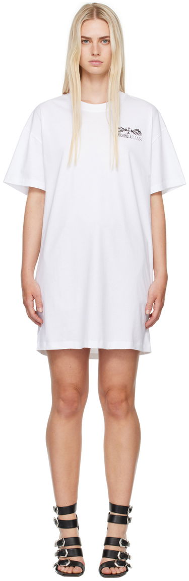 Klä Moschino Moschino Jeans Printed Logo T-Shirt Dress Vit | 242K10456, 0