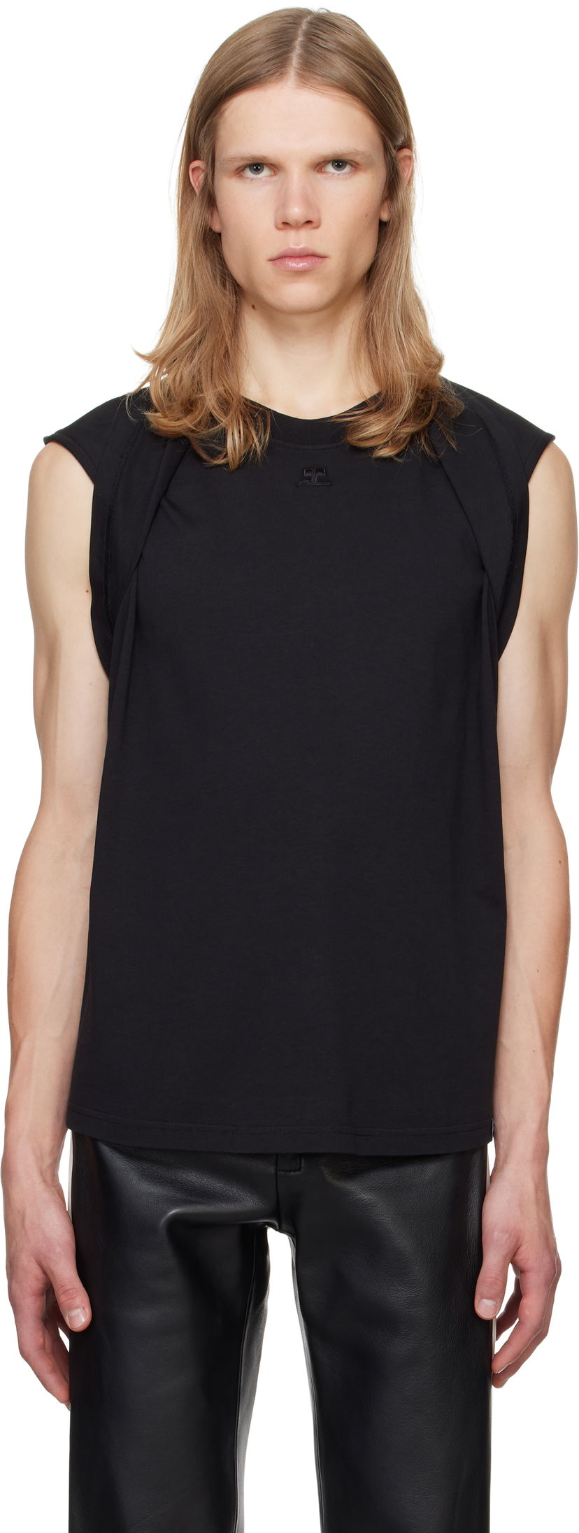 Linne Courrèges Courrèges Draped Tank Top Svart | 324JDE081JS0107
