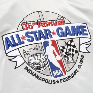 Jacka Mitchell & Ness All Star Heavyweight Satin Jacket Grå | STJKAJ19062-ASGSILV, 4