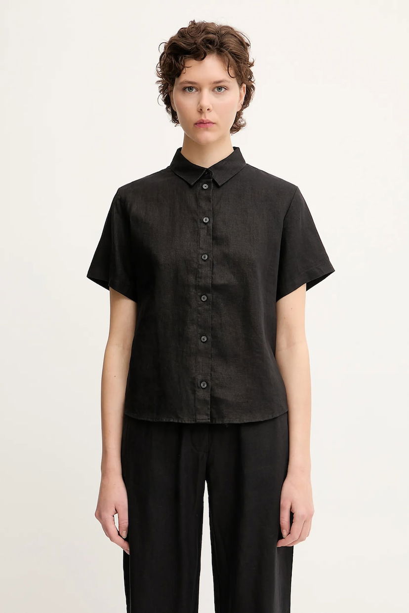 Skjorta Samsoe Samsoe Samsoe Samsoe MINA Linen Regular Fit Collared Shirt Svart | F23900009