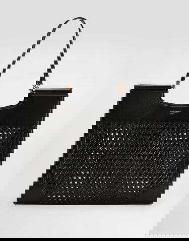 Tygpåse Dolce & Gabbana Dolce & Gabbana Sicily Tote Bag with Straw and Calfskin Weave Svart | BB7727B9S678B956, 0