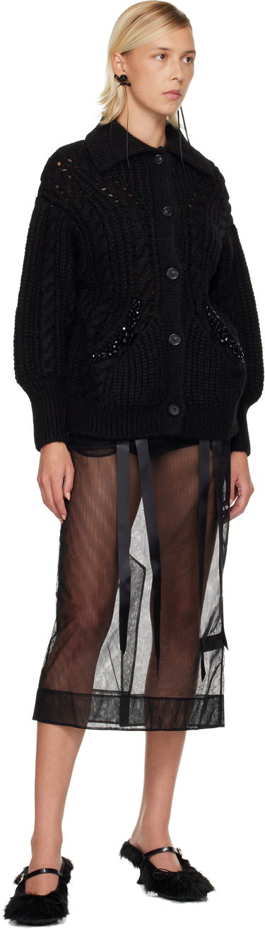 Sweater Simone Rocha Simone Rocha Sculpted Chunky Knit Cardigan Svart | MZMK1B 0665, 3