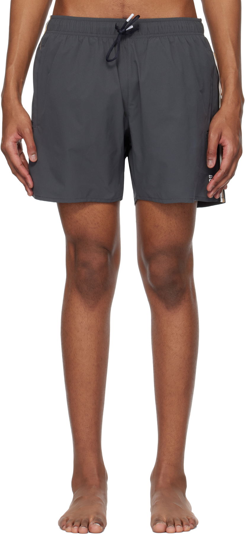 Badkläder BOSS Signature Stripe Swim Shorts Grå | 50528291