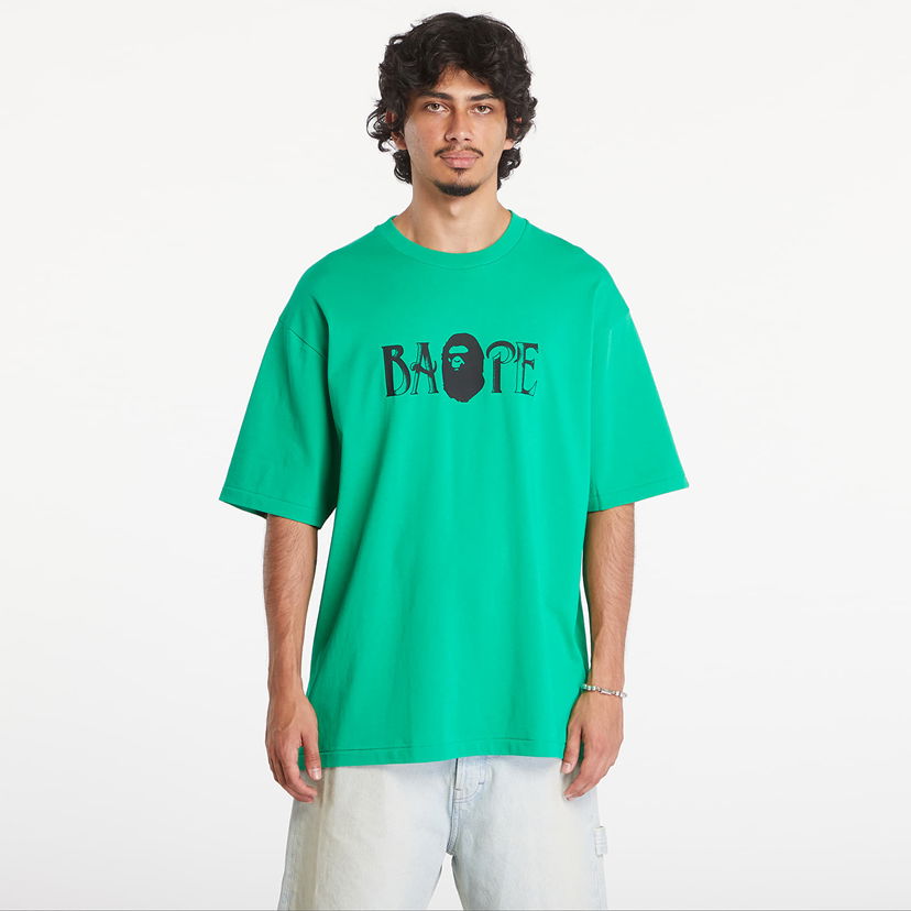 T-shirt BAPE A BATHING APE Screen Print Logo Relaxed Fit Short Sleeve Tee Green Grön | 001TEK801347M GRN