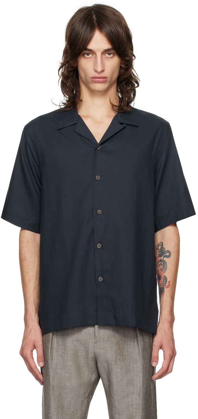 Skjorta Paul Smith Paul Smith Short Sleeve Button-Down Shirt Mörkblå | M1R-905U-N02417-49