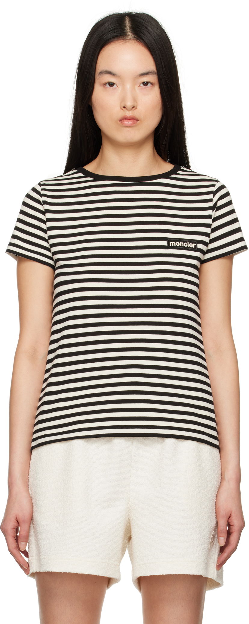 T-shirt Moncler Moncler Striped T-Shirt Svart | K10938C0004989AZC