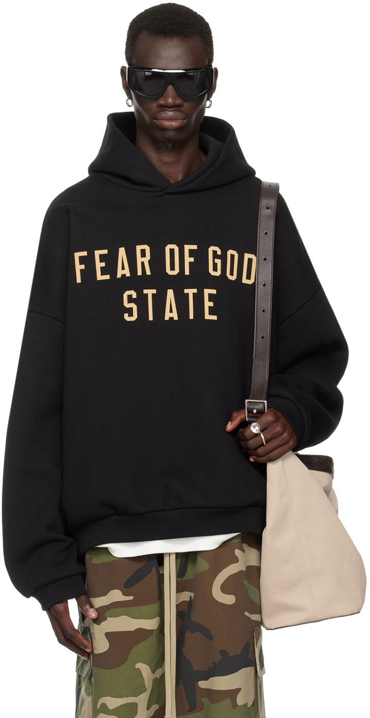 Sweatshirt Fear of God Fear of God ESSENTIALS Printed Logo Hoodie Svart | 192BT246250F