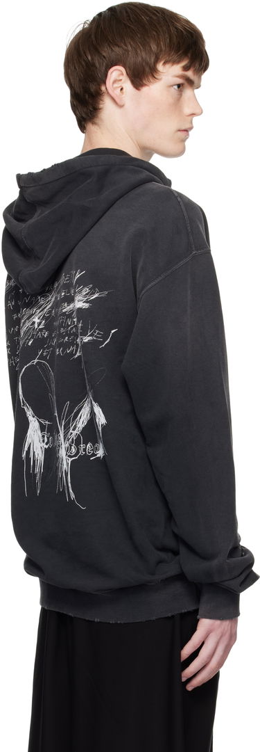 Sweatshirt Ann Demeulemeester Ann Demeulemeester Olly Sketchbook High-Comfort Hoodie Svart | B0012870-FA639-098, 2