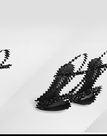 Sneakers och skor Dolce & Gabbana Dolce & Gabbana Sandals With Rhinestone Embroidery Svart | CR1930AX8858S485, 1