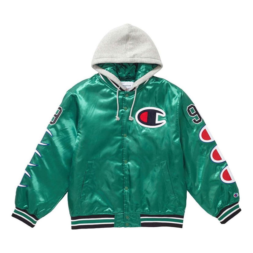 Bomberjacka Supreme Hooded Satin Varsity Jacket Grön | SUP-FW18-556