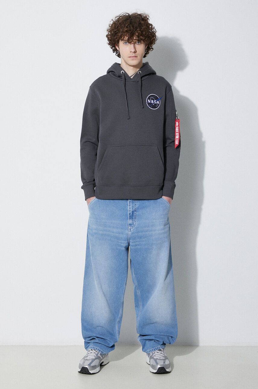 Sweatshirt Alpha Industries NASA Orbit Hoodie Grå | 146339., 1
