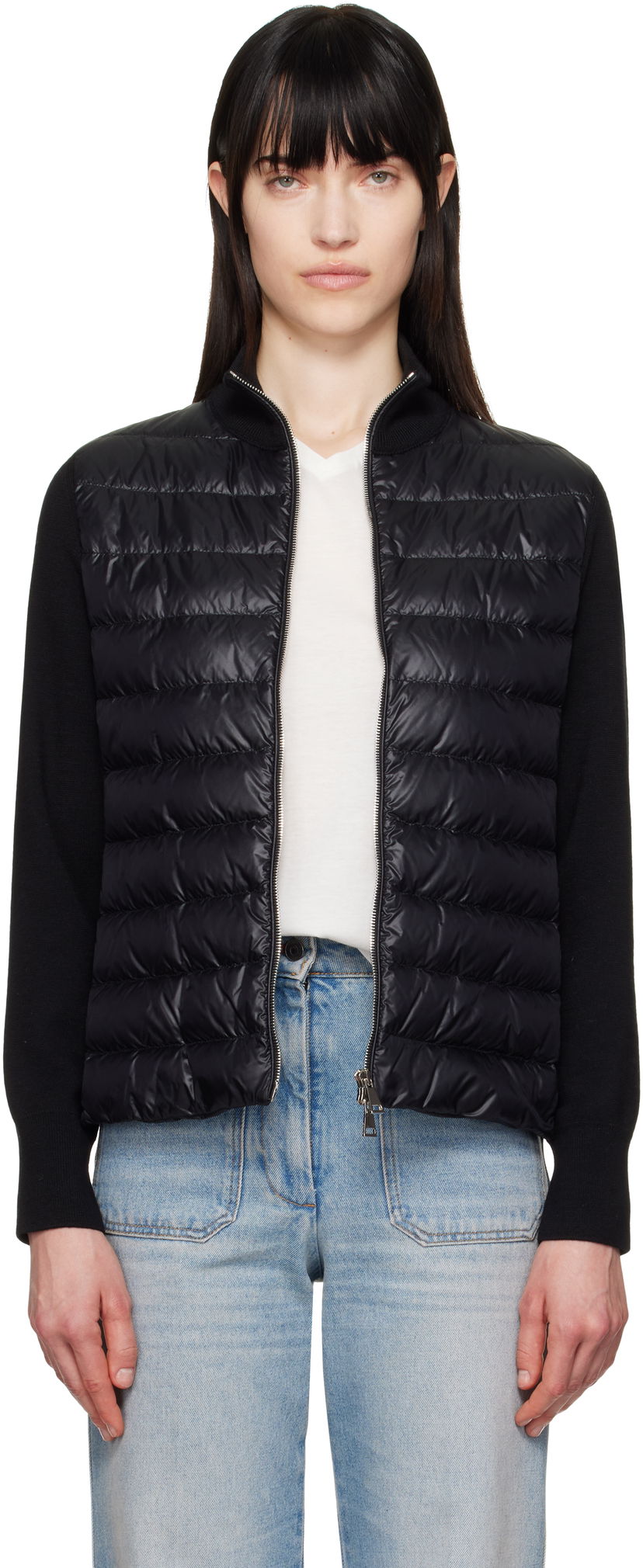 Sweater Moncler Moncler Padded Wool Zip-Up Jacket Svart | K10939B00025M1131
