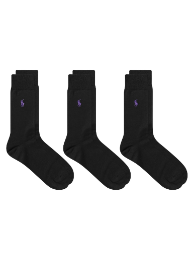 Strumpor Polo by Ralph Lauren Mercerized Sock - 3 Pack Svart | 449653635005