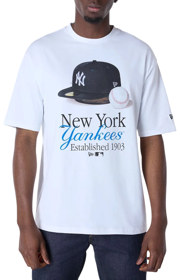 T-shirt New Era New Era MLB New York Yankees Script Graphic T-Shirt Vit | 60596279-60596279
