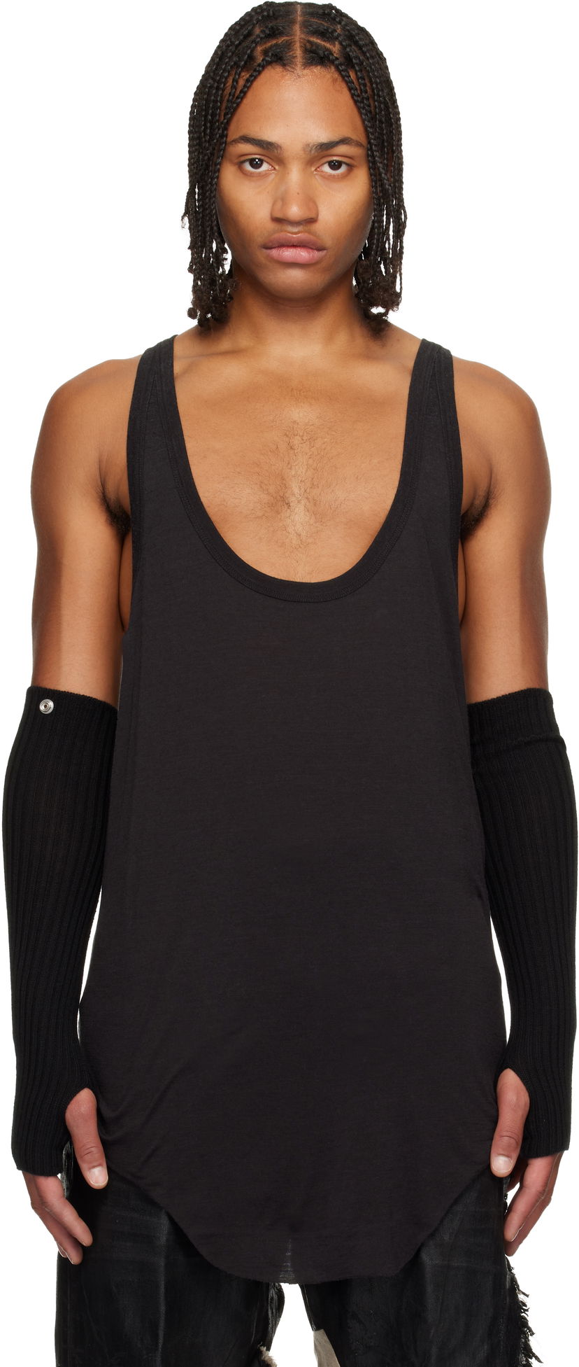 Linne Rick Owens Concordians Pony Deep Scoop Neck Tank Top Svart | RR02E1101 JSW