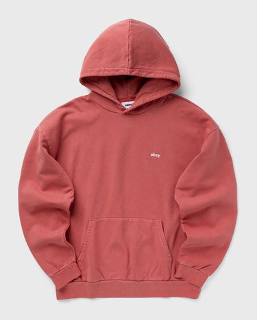 Sweatshirt OBEY Lowercase Pigment Hood Röd | 112470194-MIR, 0