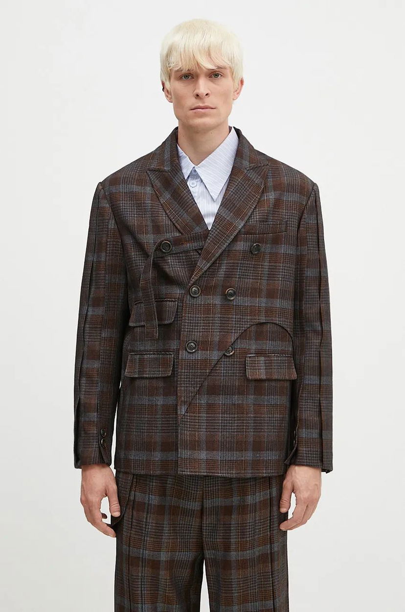 Jacka Andersson Bell Soe Check Wrap Double Breasted Jacket Brun | awa628m