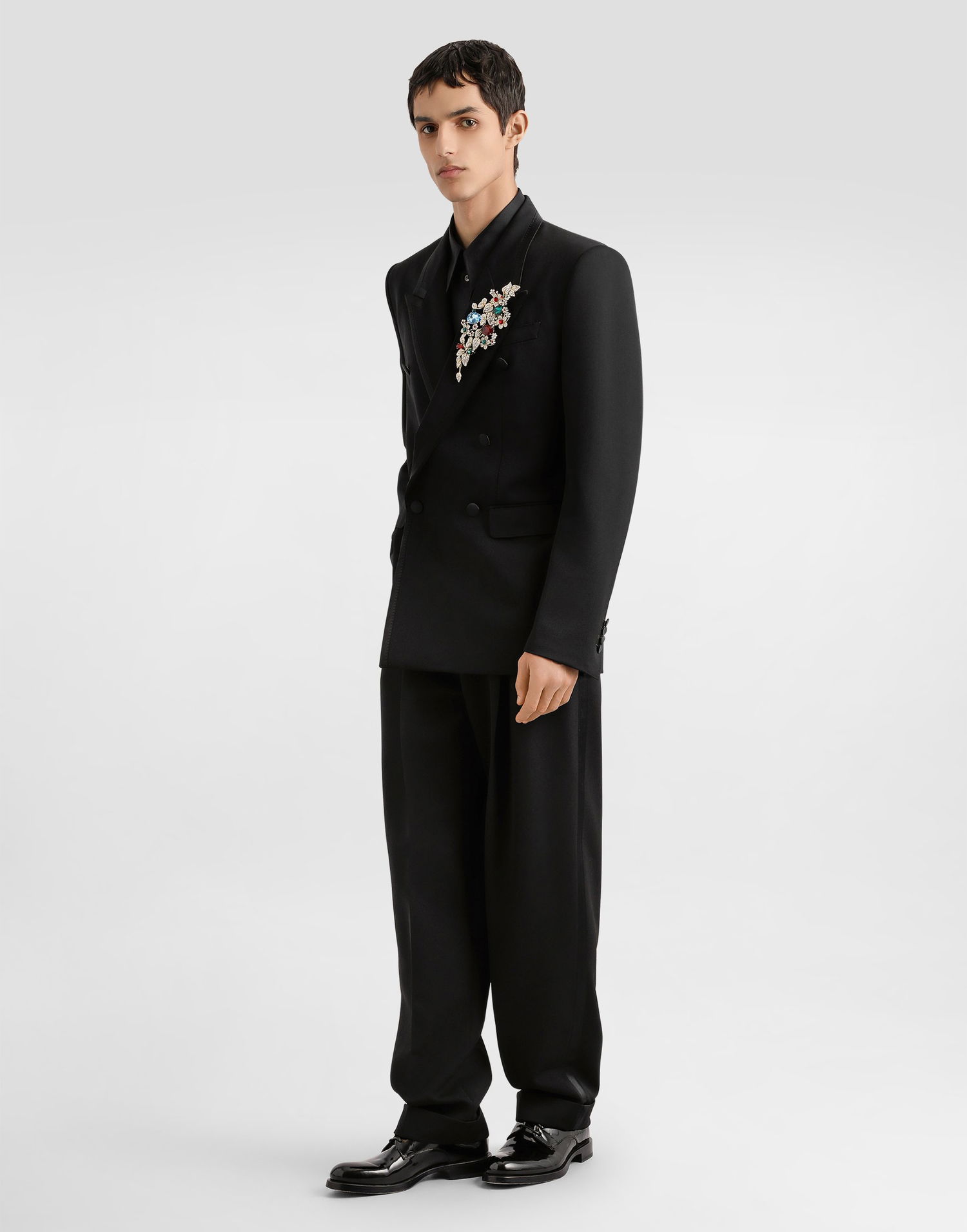 Byxor Dolce & Gabbana Dolce & Gabbana Wool Gabardine Cuffed Trousers Svart | GP17FTFU21EN0000, 1