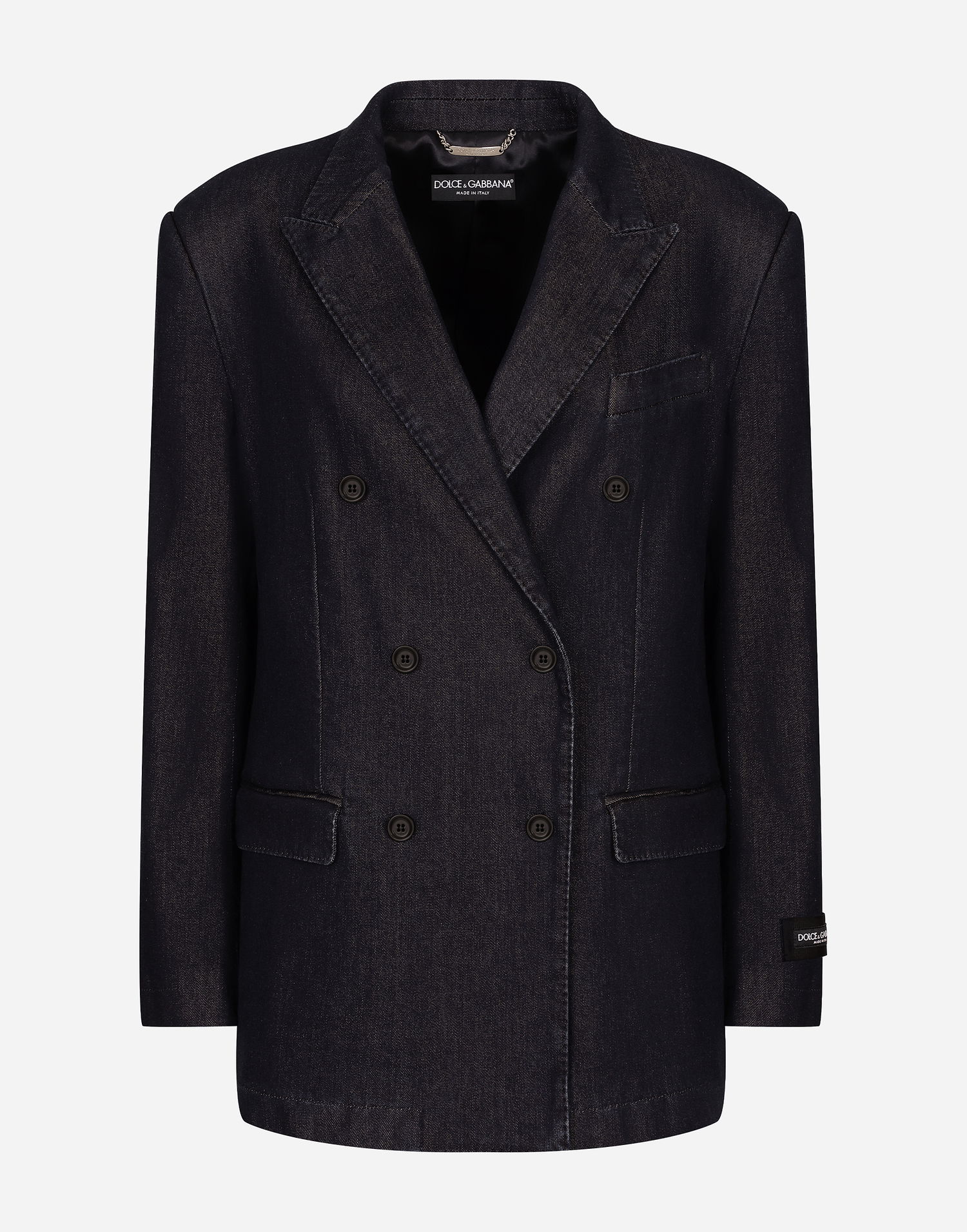 Jacka Dolce & Gabbana Double-breasted Silk And Cotton Denim Jacket Blå | F2941DG8LW8S9001, 0