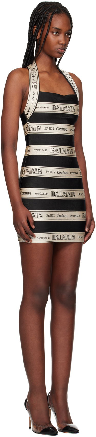 Klä Balmain Balmain Jacquard Halterneck Minidress Svart | EF1R5088JJ95, 1