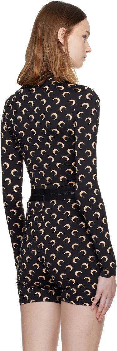 T-shirt Marine Serre Long Sleeve T-Shirt Moon Print Svart | WTS005A.CJER0001, 3