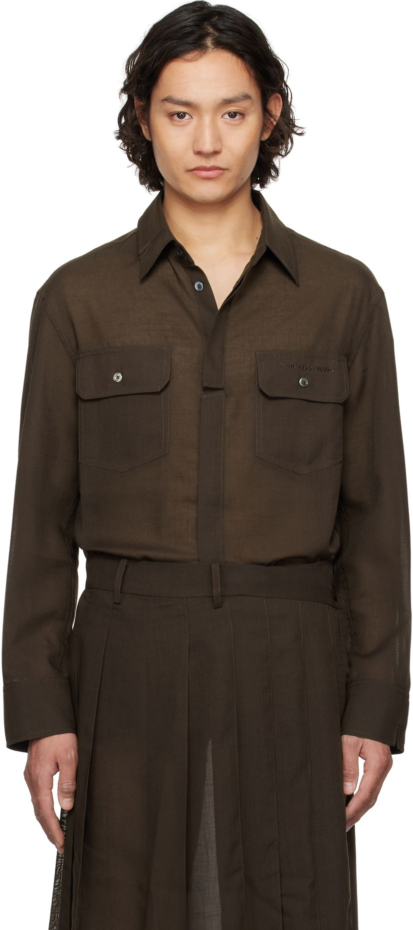Skjorta Feng Chen Wang Feng Chen Wang Triple Cut Shirt Brun | FUS19SR22