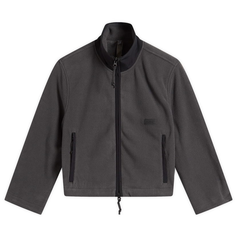Jacka SKIMS Fleece Lounge Shrunken Full-Zip Jacket with Stand Collar and Zippered Pockets Grå | ZU-ZUP-9935W-ASH