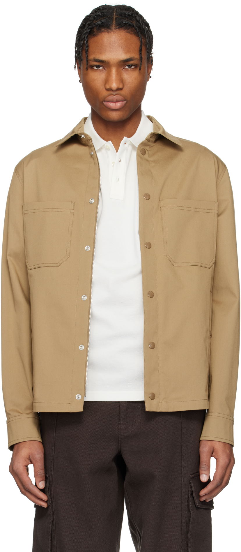 Skjorta Moncler Moncler Cotton Gabardine Overshirt Beige | K10912F0002257448