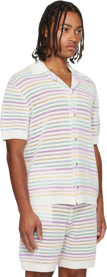 Polotröja Casablanca Crochet Knit Striped Polo Shirt Flerfärgad | M-AW25-KW-1097-01, 3