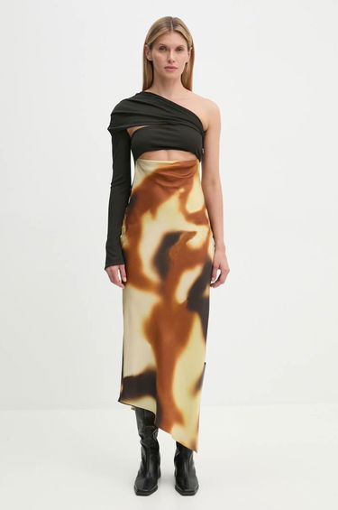 Klä Nanushka One-shoulder Maxi Dress with Abstract Print Flerfärgad | NW24FWDR41050, 0