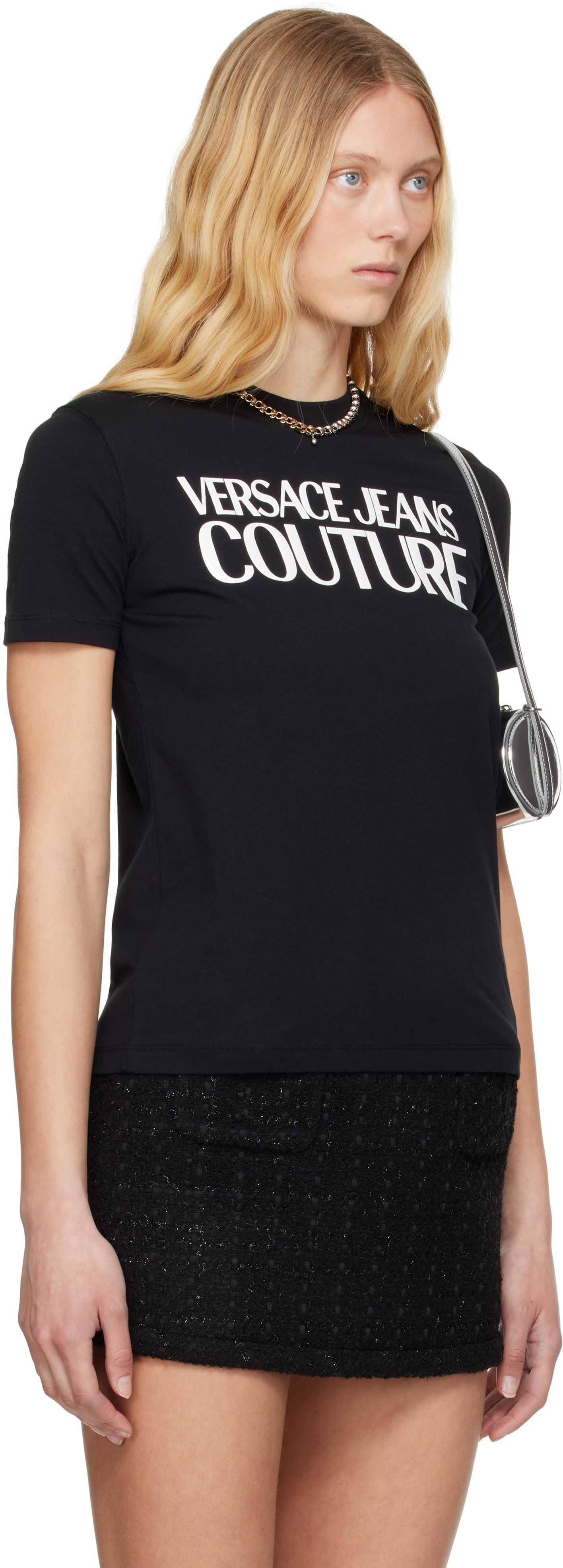 T-shirt Versace Versace Jeans Couture Screen-Printed T-Shirt Svart | E78HAHE05_ECJ00E, 1