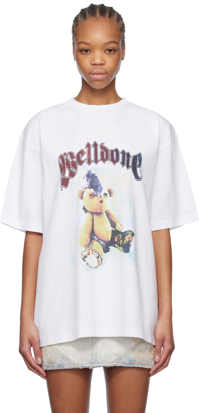 T-shirt We11done We11done Punk Teddy Graphic T-Shirt Vit | WD-TT0-25-747-U-WH