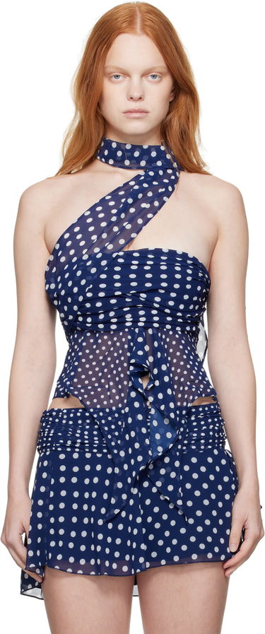Linne GUIZIO Guizio Chiffon Polka Dot Wrap Top Blå | P25119W096, 0