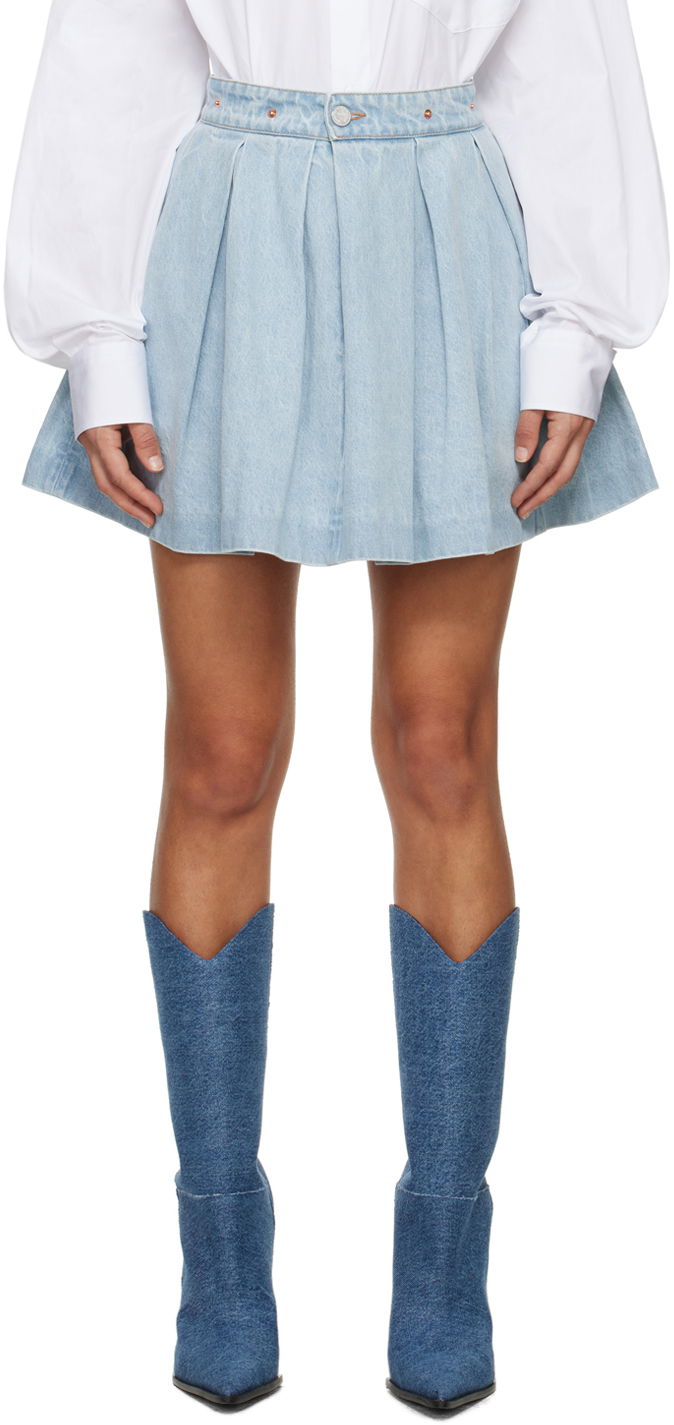 Kjol VETEMENTS Pleated Denim Miniskirt Blå | WE64SK600N