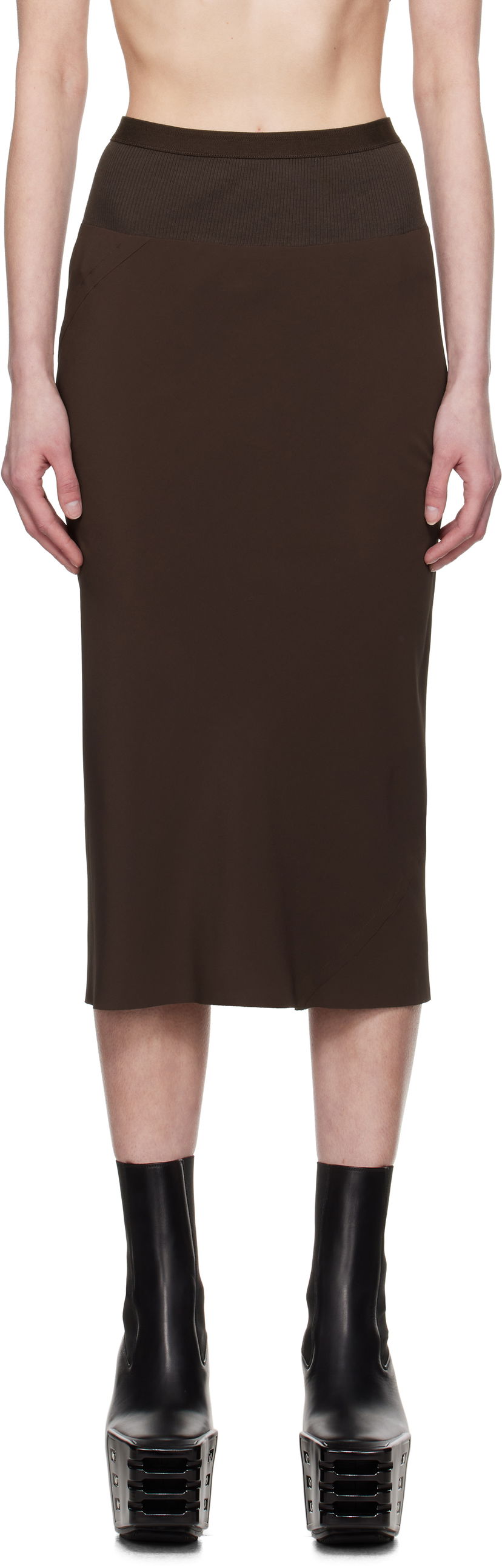 Kjol Rick Owens Rick Owens Hollywood Knee Bias Midi Skirt Brun | RP01E7332 CC